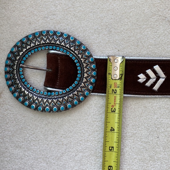 Streets Ahead Suede & Leather Belt with silver and turquoise buckle, style 14068 main image 12